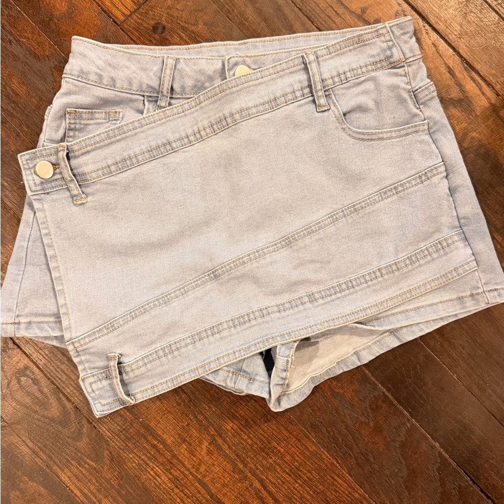 SHEIN Light Blue Denim Skort